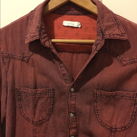 Millau Red Button Down Top - Picture 2 of 4
